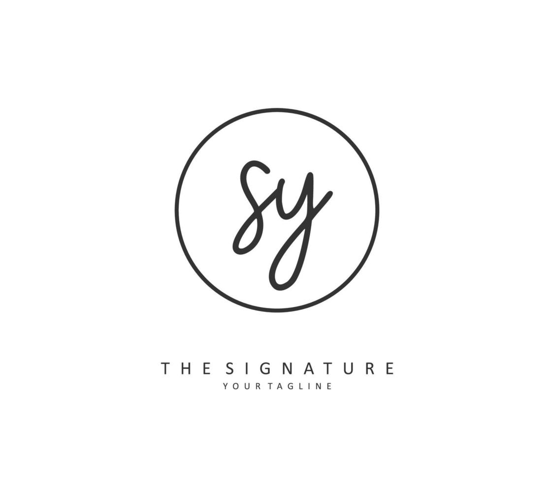 sy eerste brief handschrift en handtekening logo. een concept handschrift eerste logo met sjabloon element. vector