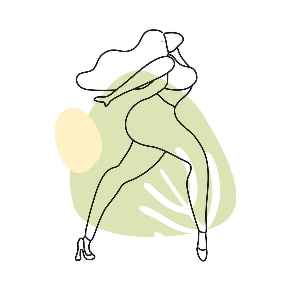 een mooi paar zijn in beweging. geliefden dans bachata, salsa. teder lijn kunst met vlekken. minimalisme vector