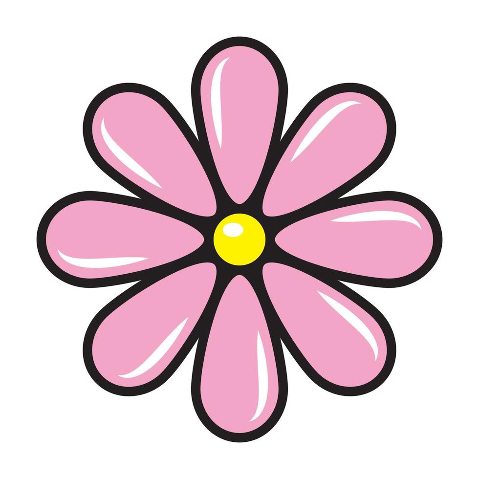 roze bloem. kleur geïsoleerd vector illustratie in tekenfilm stijl.