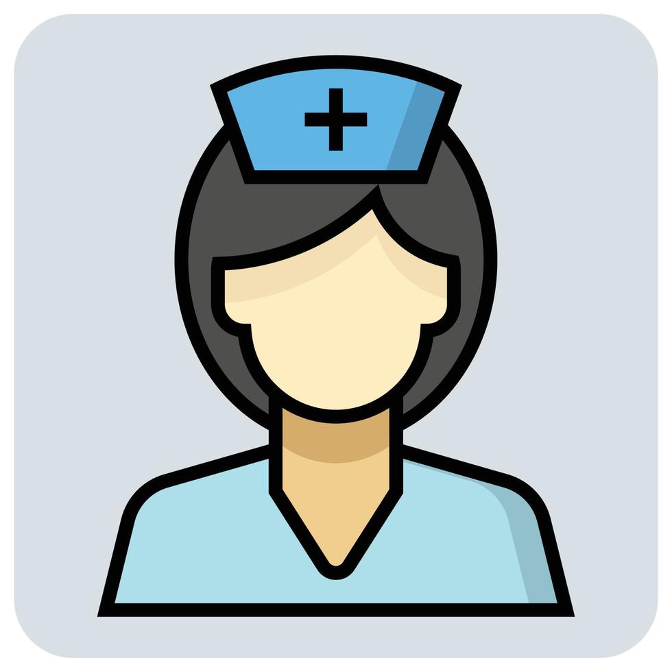 gevulde kleur schets icoon voor verpleegster. vector
