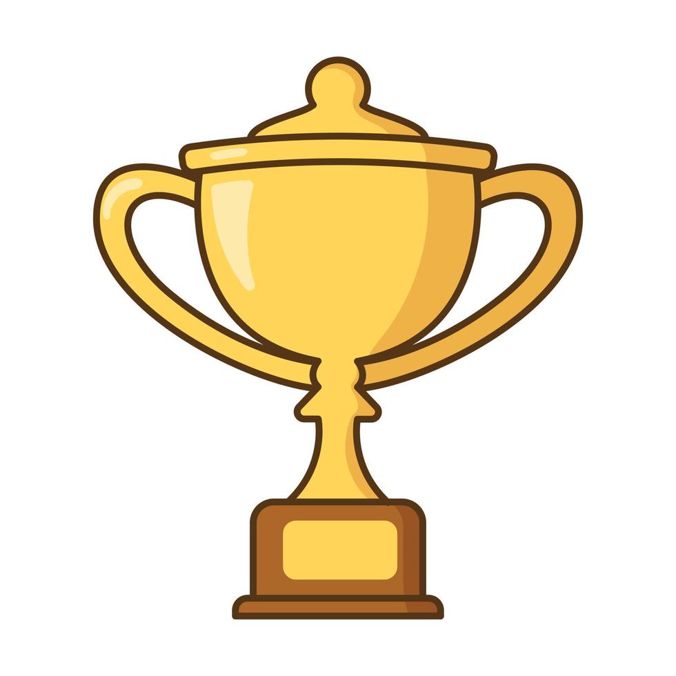 goud trofee tekenfilm icoon vector illustratie. eerste plaats kampioen trofee kop in vlak stijl. vector vlak schets icoon