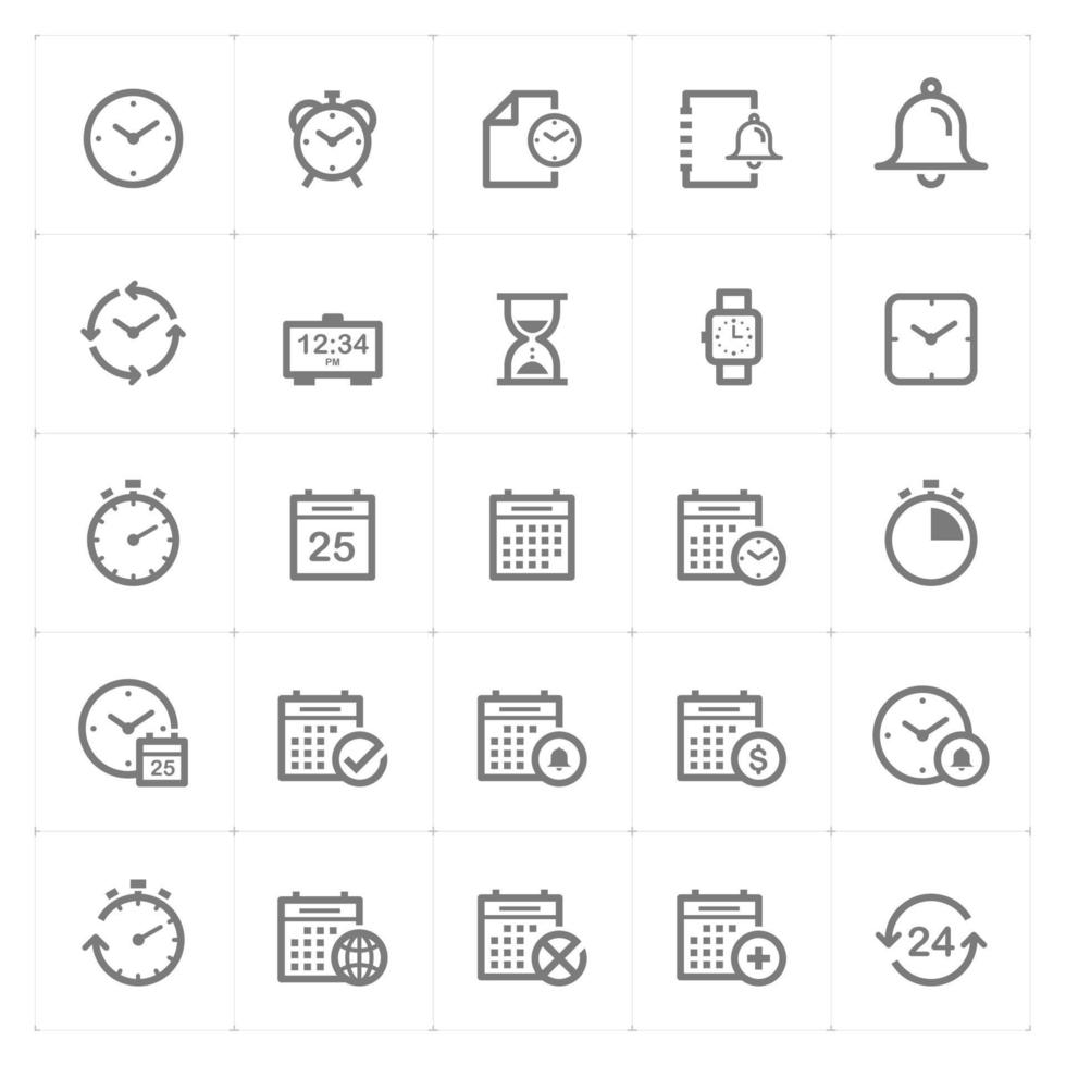 tijd en schema lijn pictogrammen. vectorillustratie op witte achtergrond. vector