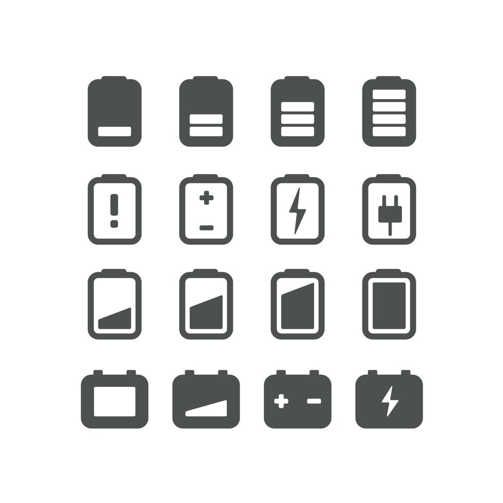 web iconen vector set. batterijen pictogrammen