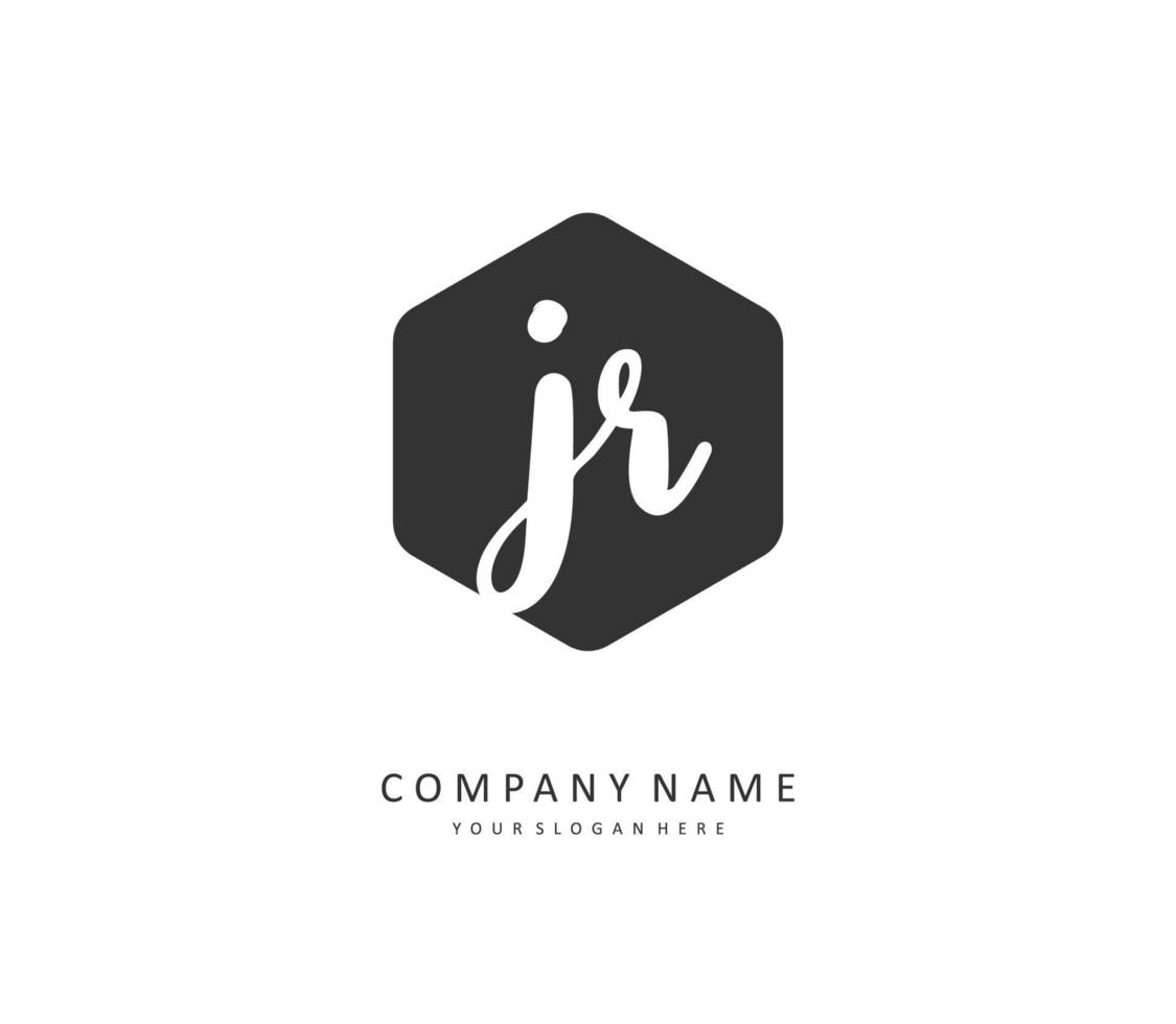 jr eerste brief handschrift en handtekening logo. een concept handschrift eerste logo met sjabloon element. vector