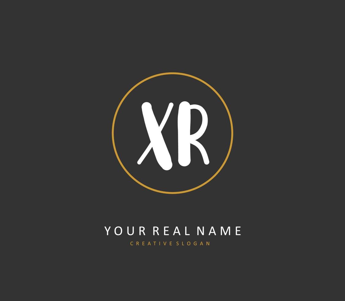 xr eerste brief handschrift en handtekening logo. een concept handschrift eerste logo met sjabloon element. vector