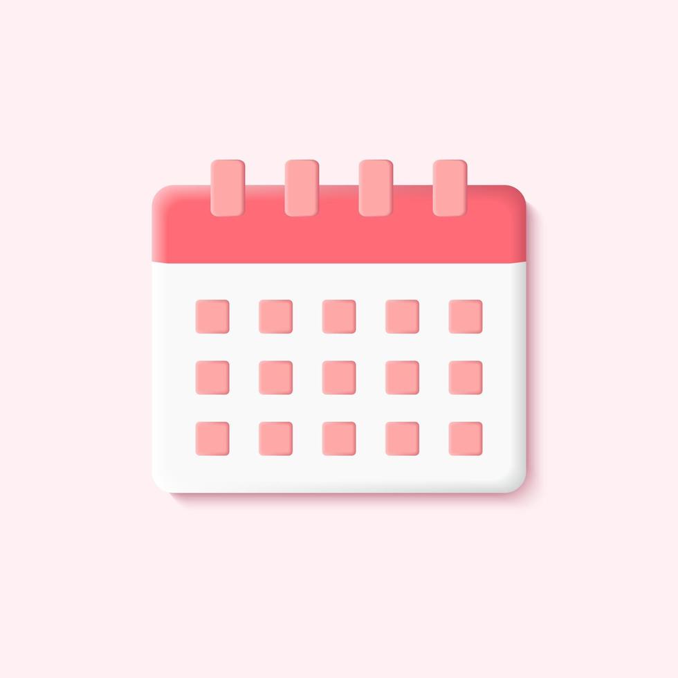 3d roze kalender vector icoon illustratie