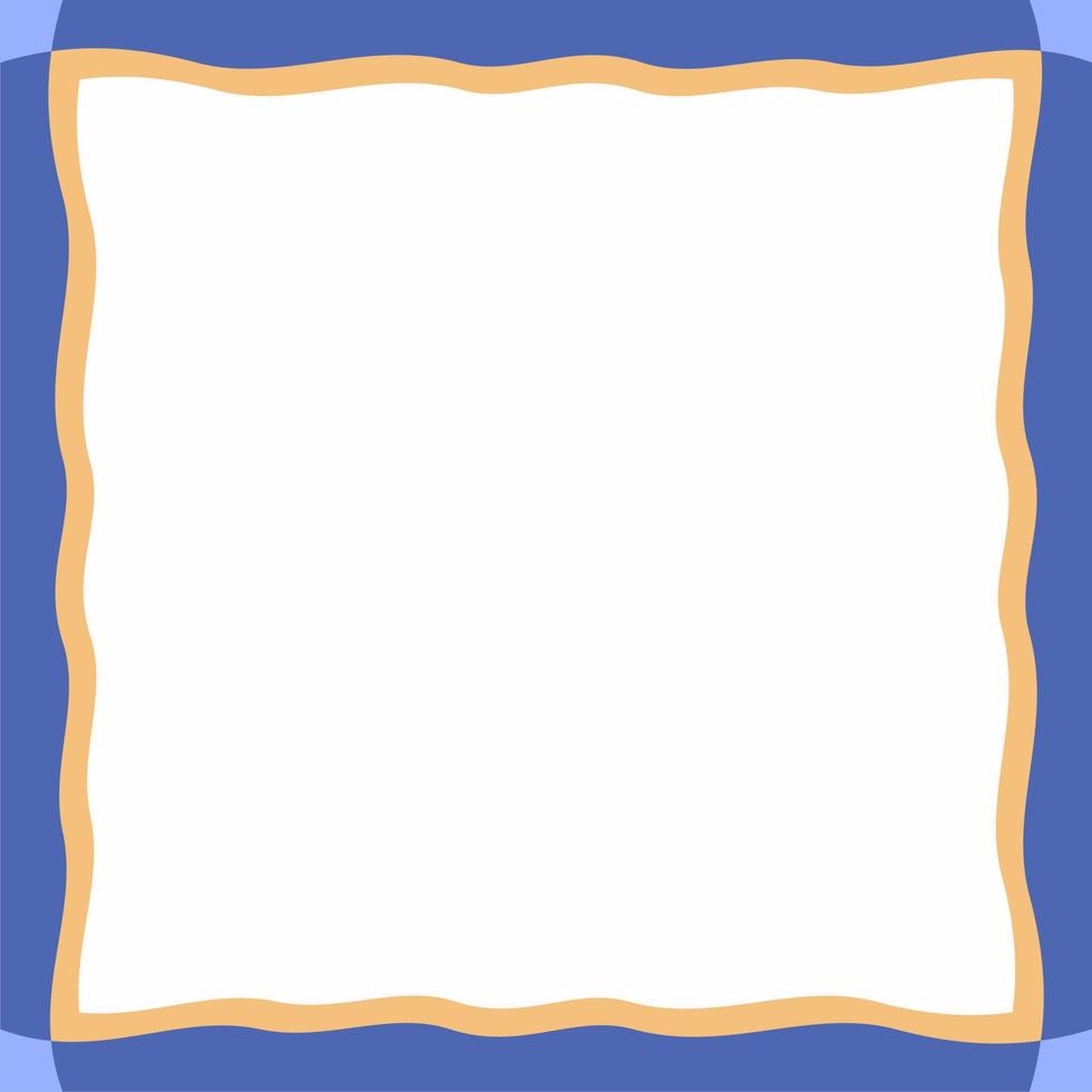 gemakkelijk blauw en beige golvend patroon achtergrond. kader of grens met leeg ruimte. vector materiaal.