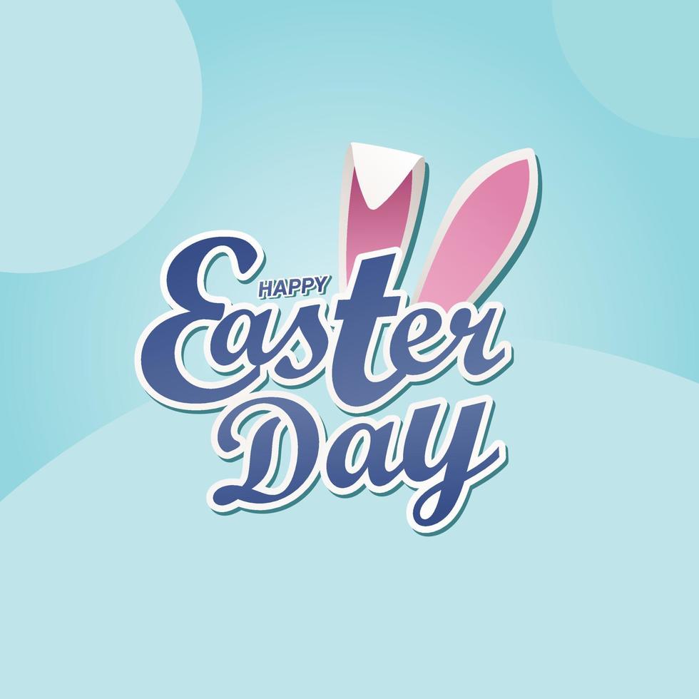 Pasen dag poster banier met gelukkig Pasen dag typografie logo geheugensteuntje met konijn oren vector