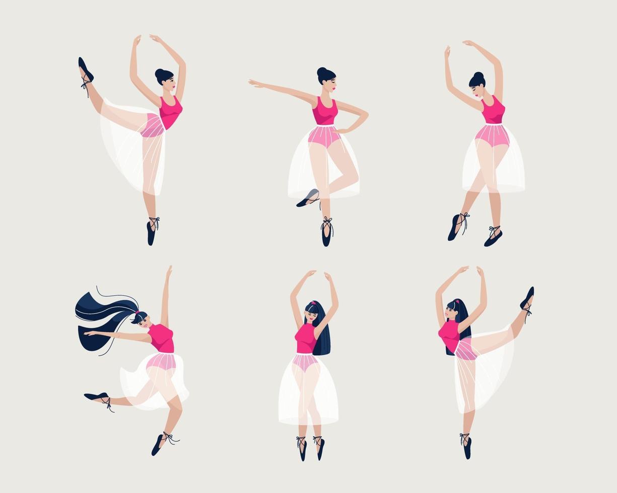 meisjes dansers in prachtige dans poses set vector