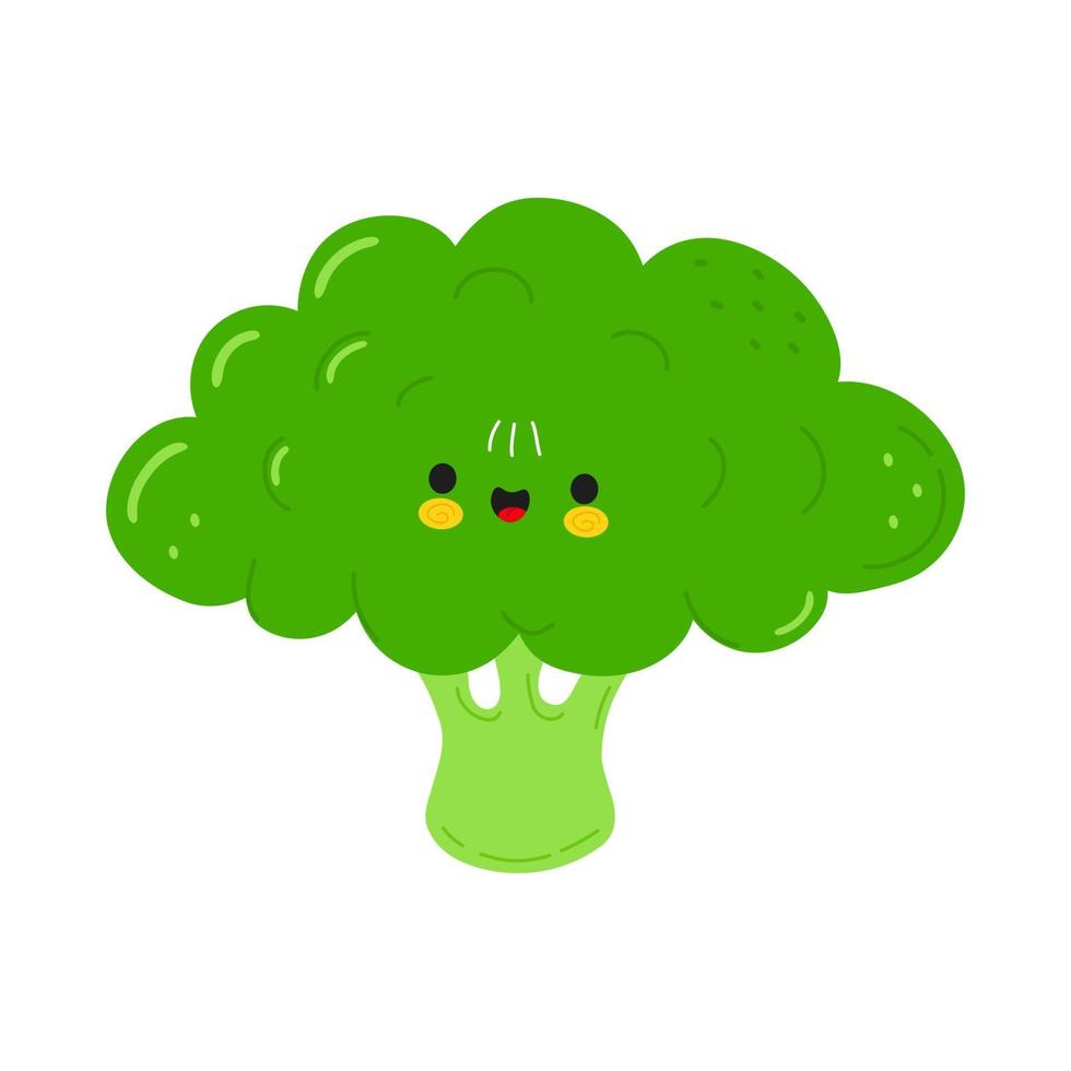 schattig grappig broccoli karakter. vector hand- getrokken tekenfilm kawaii karakter illustratie icoon. geïsoleerd Aan wit achtergrond. broccoli karakter concept