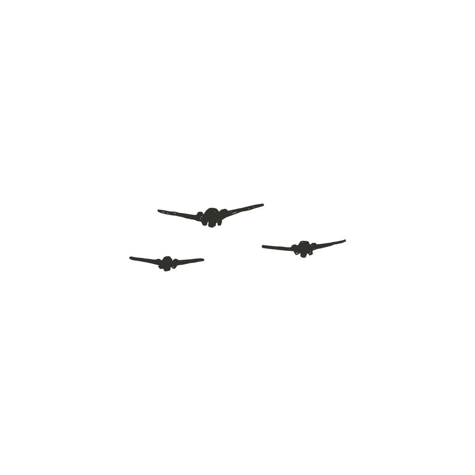 drie vliegtuigen in vlucht. hand- getrokken vector illustratie