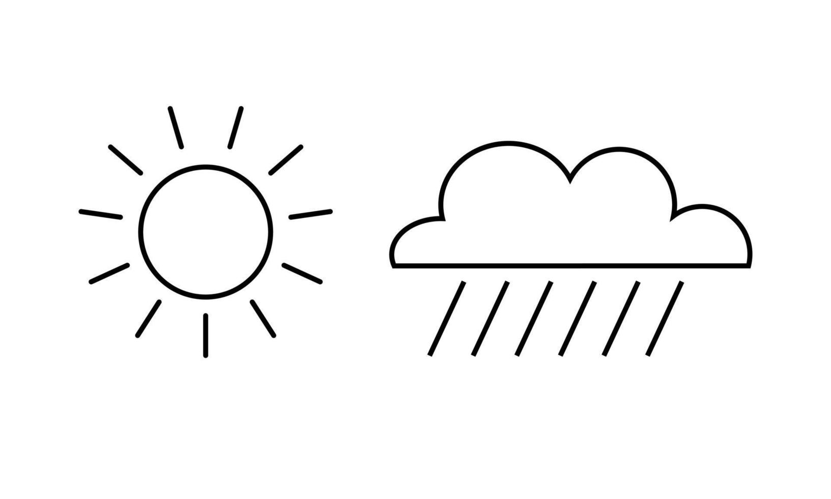 de wolk is regenachtig en zonnig lijn pictogrammen vector