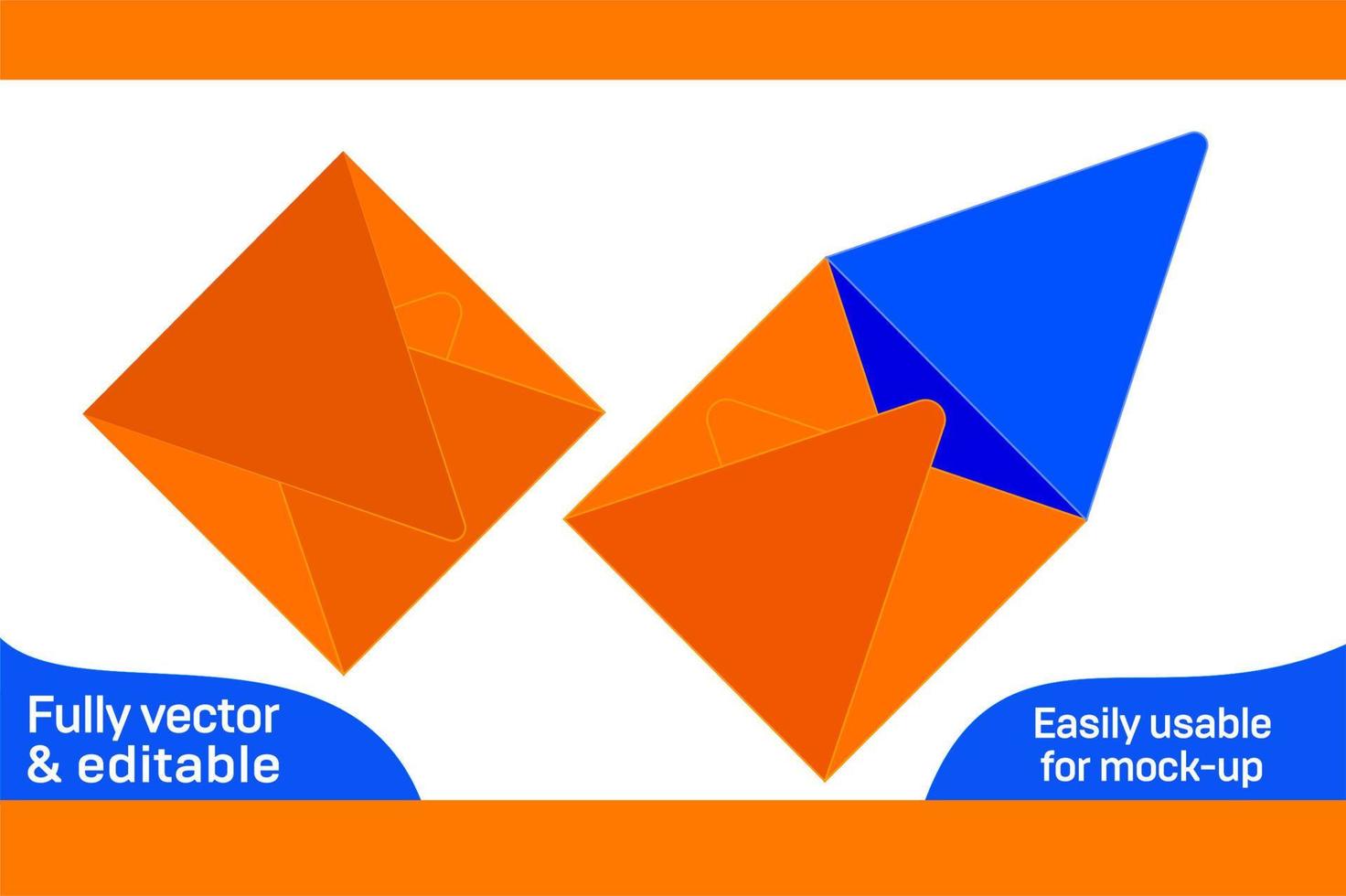 ster envelop dieline sjabloon en 3d envelop ontwerp vector