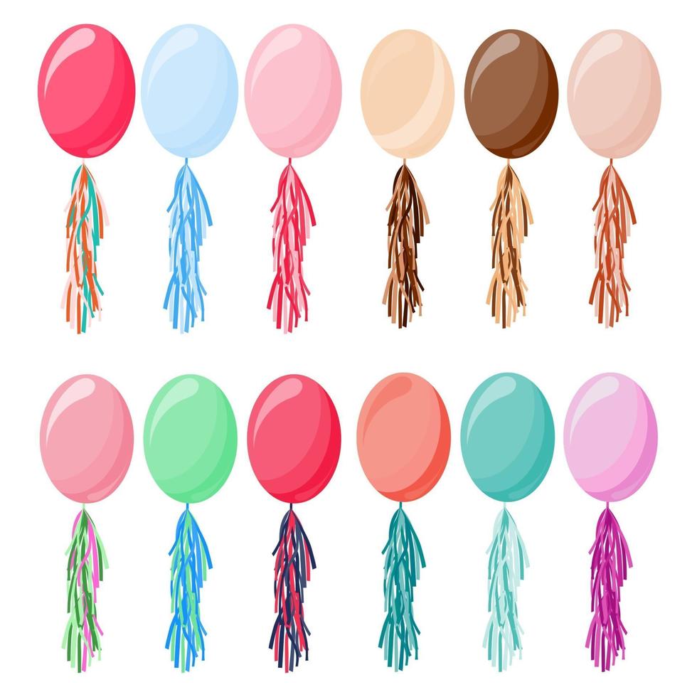 set van kleur glanzend helium ballonnen geïsoleerd op transparante achtergrond vector