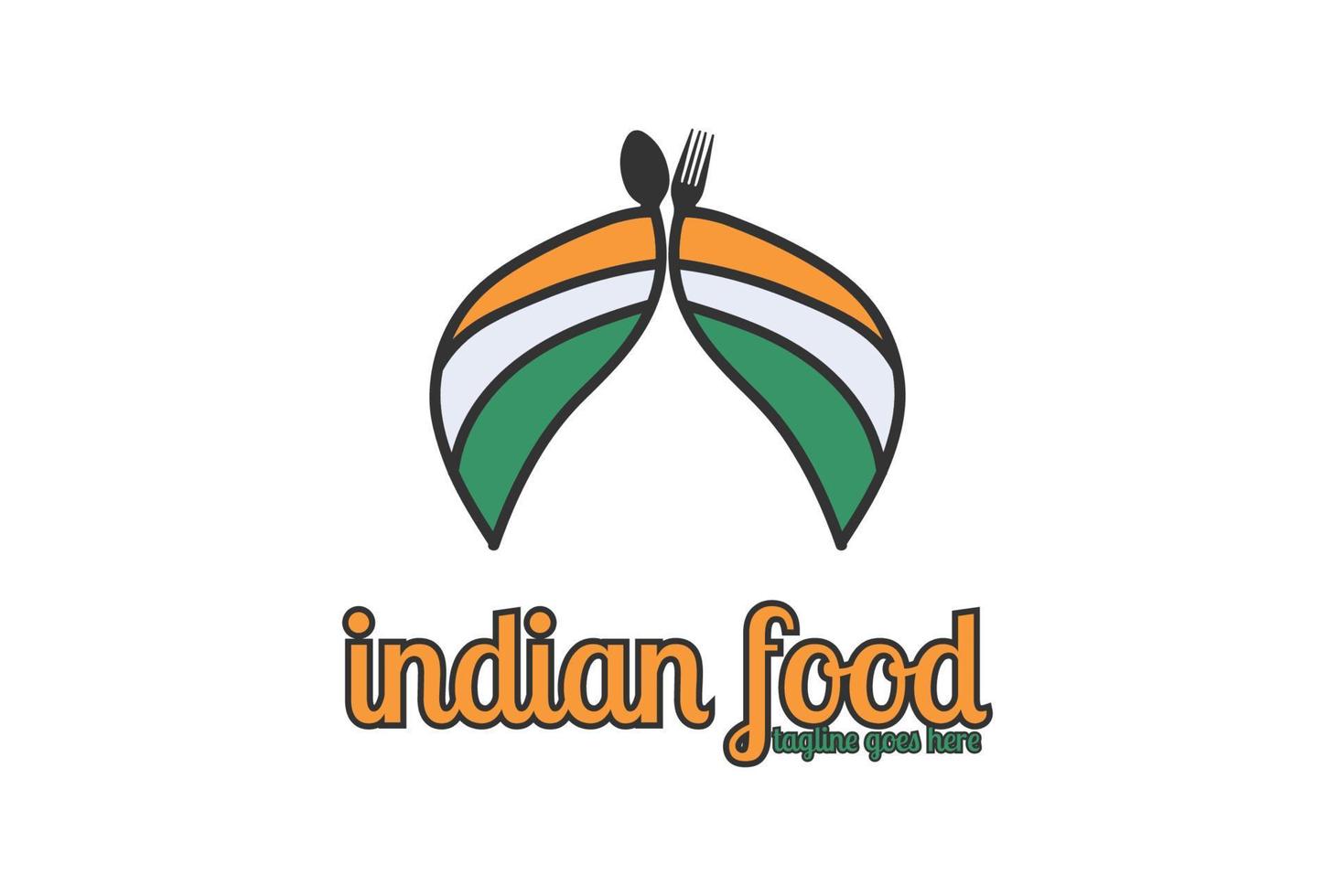 tulband lepel vork met Indisch vlag kleur voor voedsel restaurant logo ontwerp vector