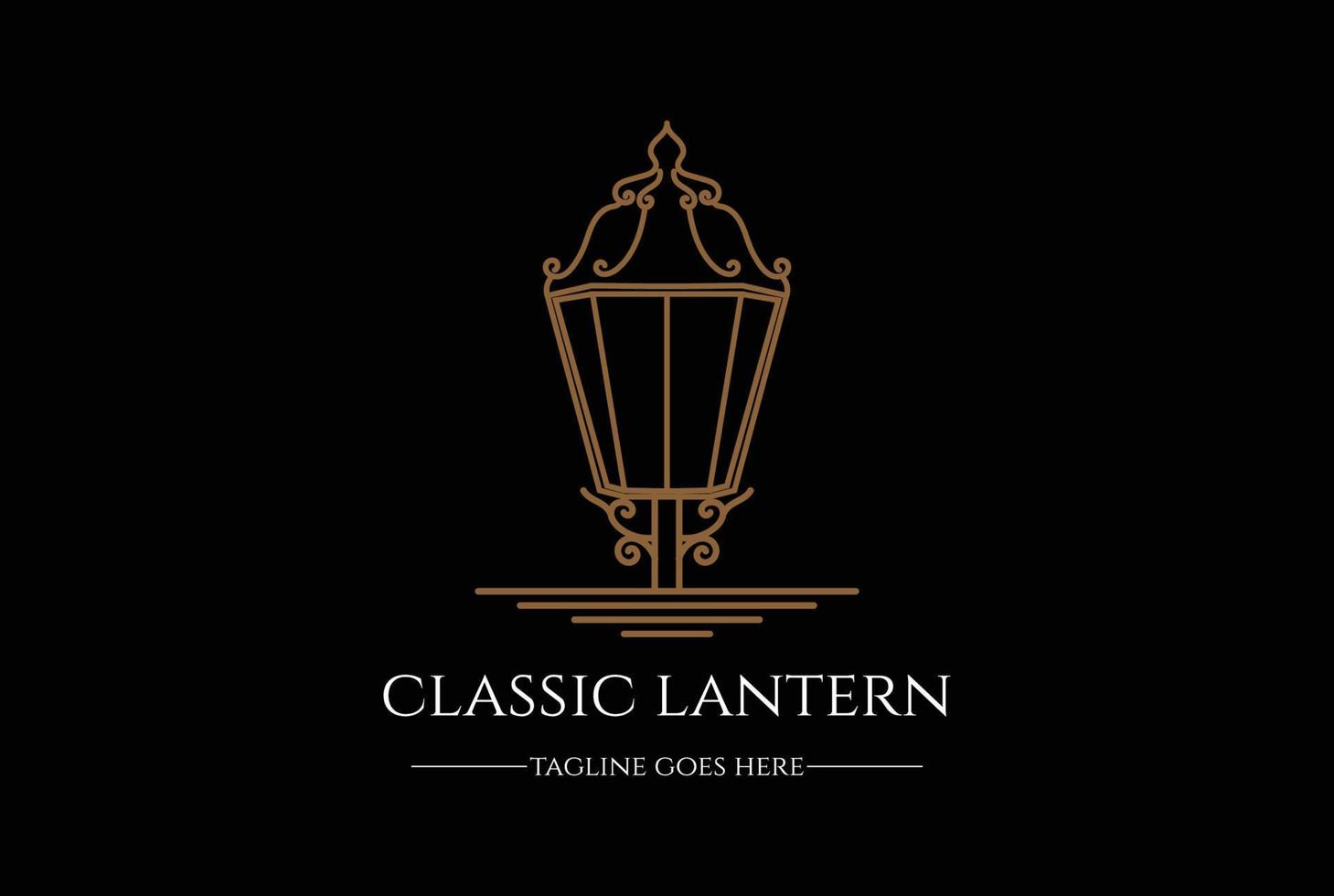 elegant luxe klassiek straat lamp lantaarn post logo ontwerp vector