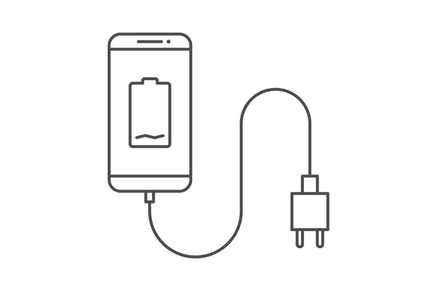 smartphone oplader adapter lijn icoon teken symbool vector, smartphone, elektrisch stopcontact, adapter, laag accu kennisgeving vector