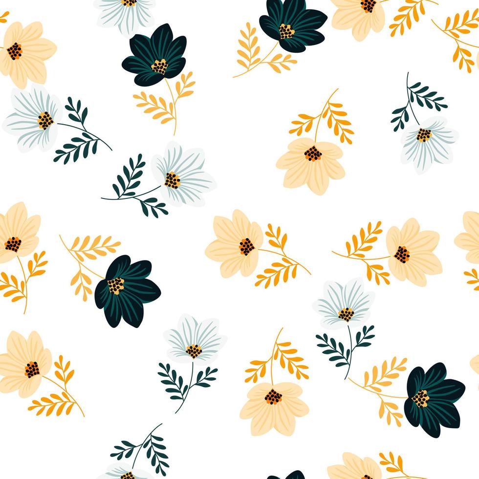 bloem gestileerde naadloos patroon. schattig botanisch illustratie. abstract bloemen achtergrond. vector