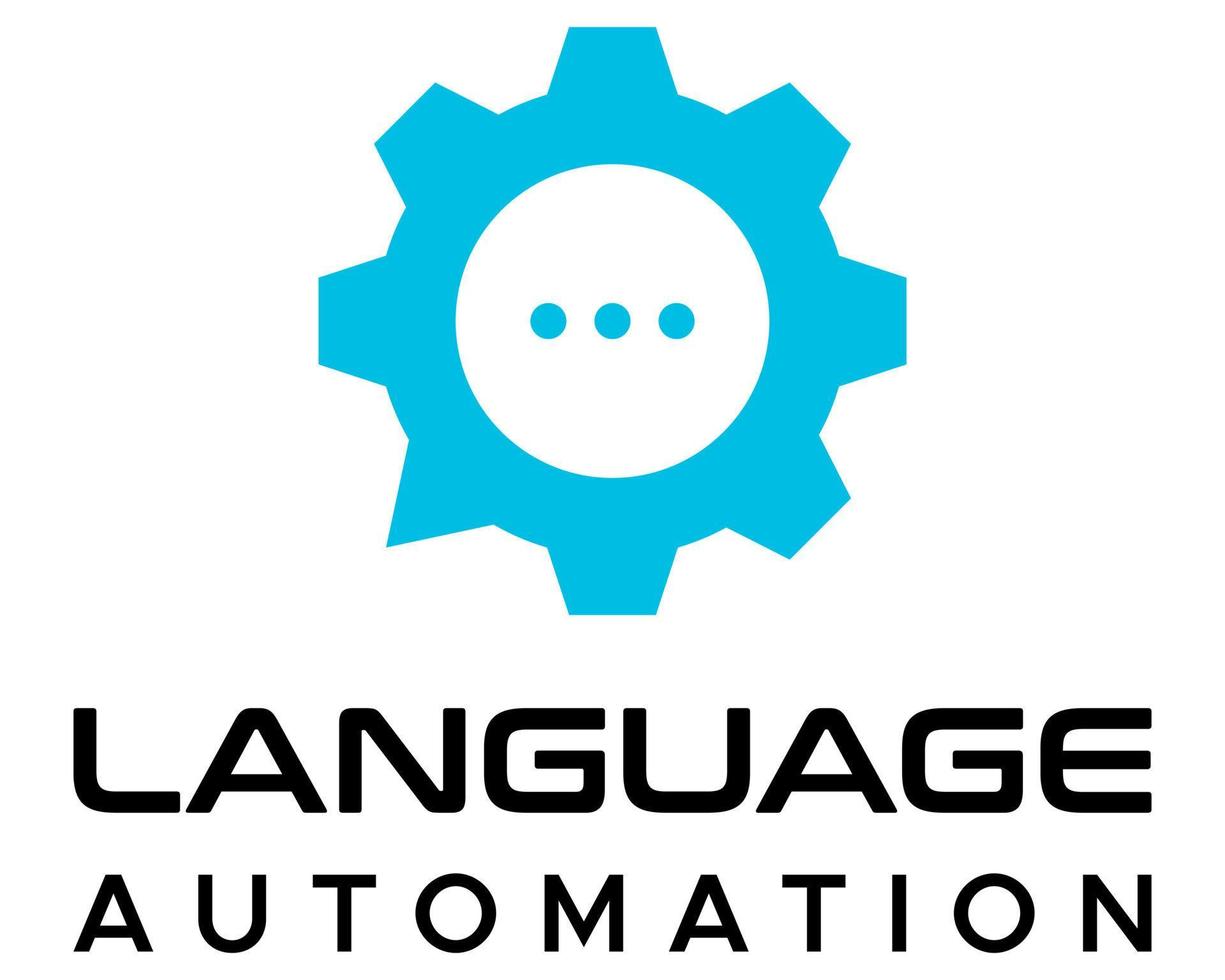 een blauw en zwart logo voor een taal automatisering bedrijf vector