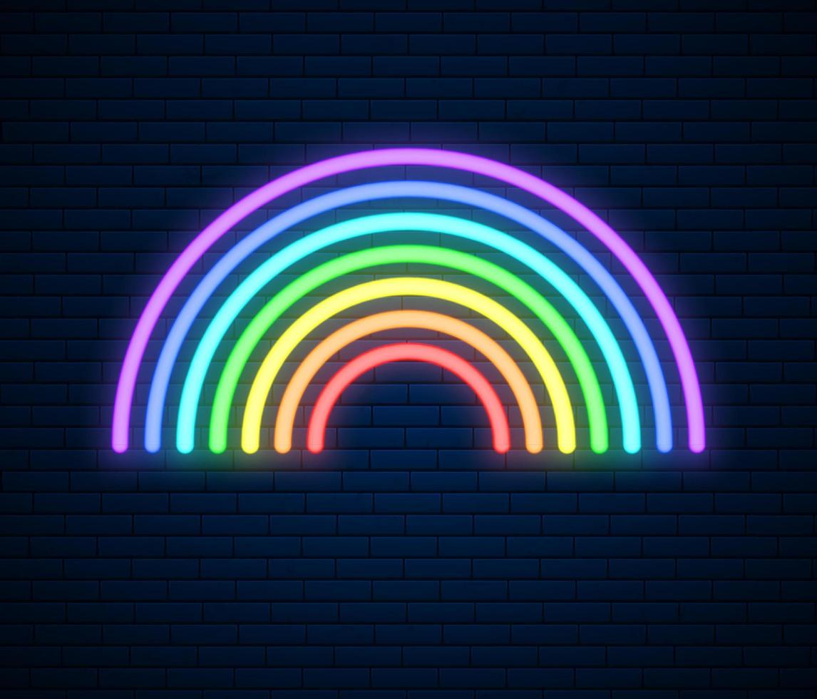 neon regenboog teken. lgbt trots maand. lesbienne homo biseksueel transgender. regenboog liefde concept. menselijk rechten en tolerantie. vector ilustration geïsoleerd Aan steen muur