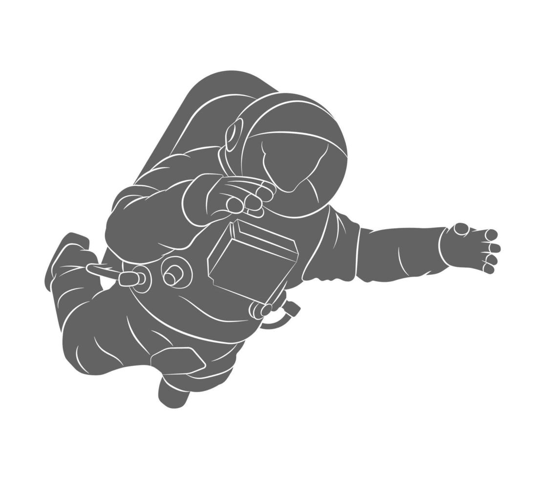 astronaut in de ruimte op witte achtergrond. vector illustratie