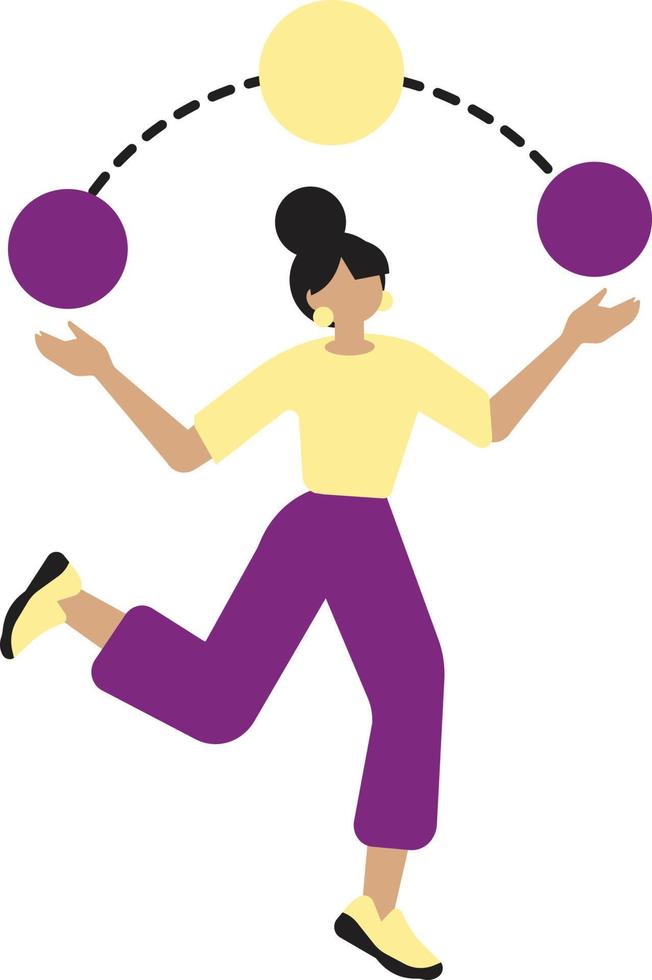 vrouw jongleren ballen icoon over- wit achtergrond. kleurrijk ontwerp. vector illustratie