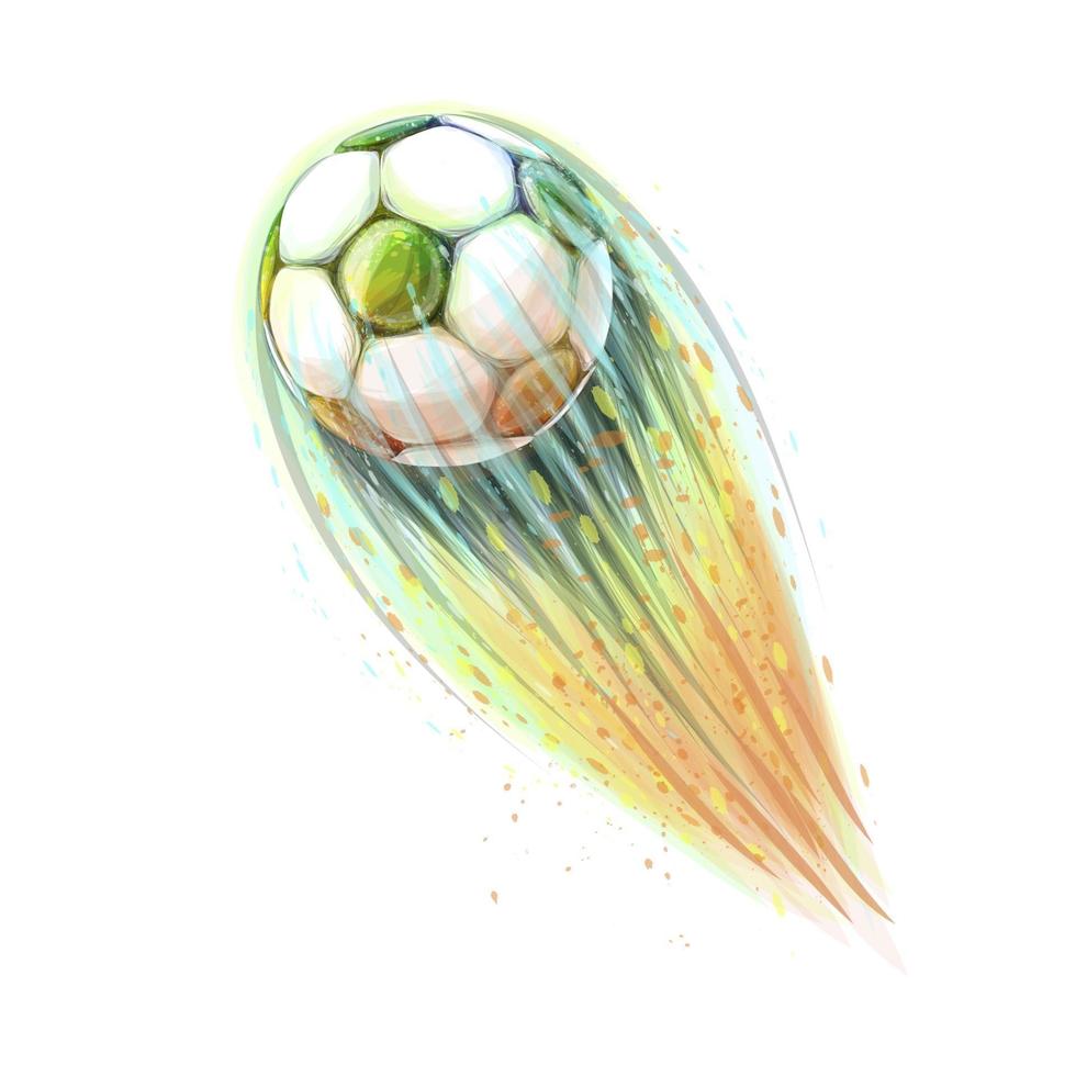 abstract stijlvol conceptueel ontwerp van een digitale voetbal uit splash van aquarellen, vliegende bal. vectorillustratie van verven vector