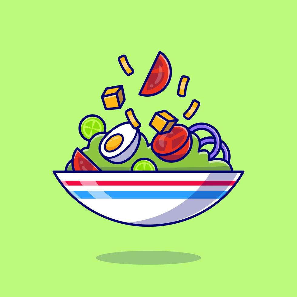 groente salade met ei gekookt in kom tekenfilm vector icoon illustratie. Gezondheid voedsel icoon concept geïsoleerd premie vector. vlak tekenfilm stijl