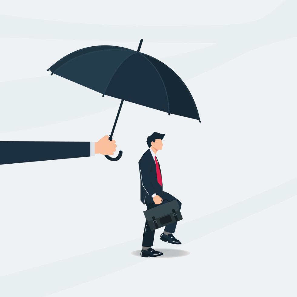 zakenman wandelen onder de paraplu. beroeps verzekering concept vector