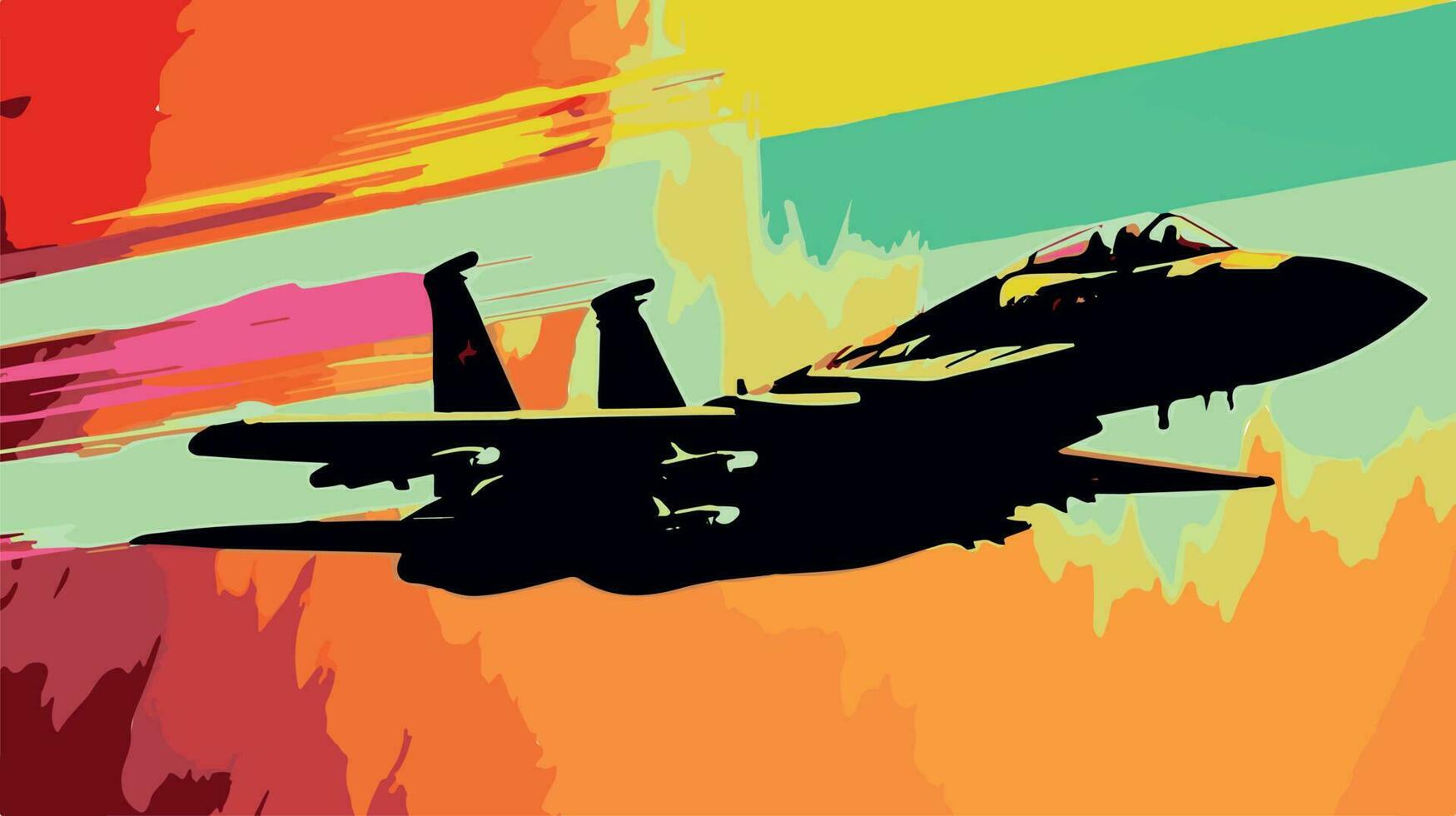 kleurrijk illustratie van f-15 leger vlak. knal kunst van grappig vector tekening van snel leger