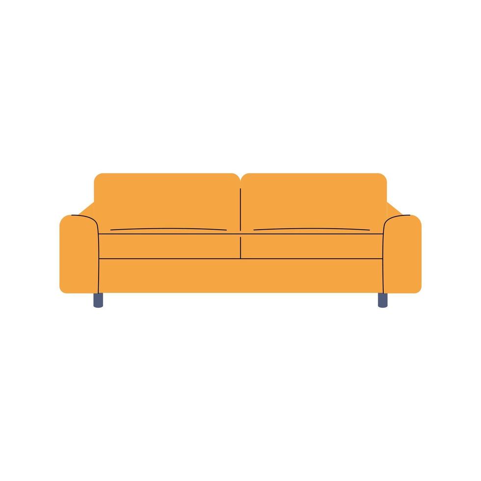 vector afbeelding van een oranje sofa op een witte achtergrond. element voor interieur, woonkamer. modern design, pictogram