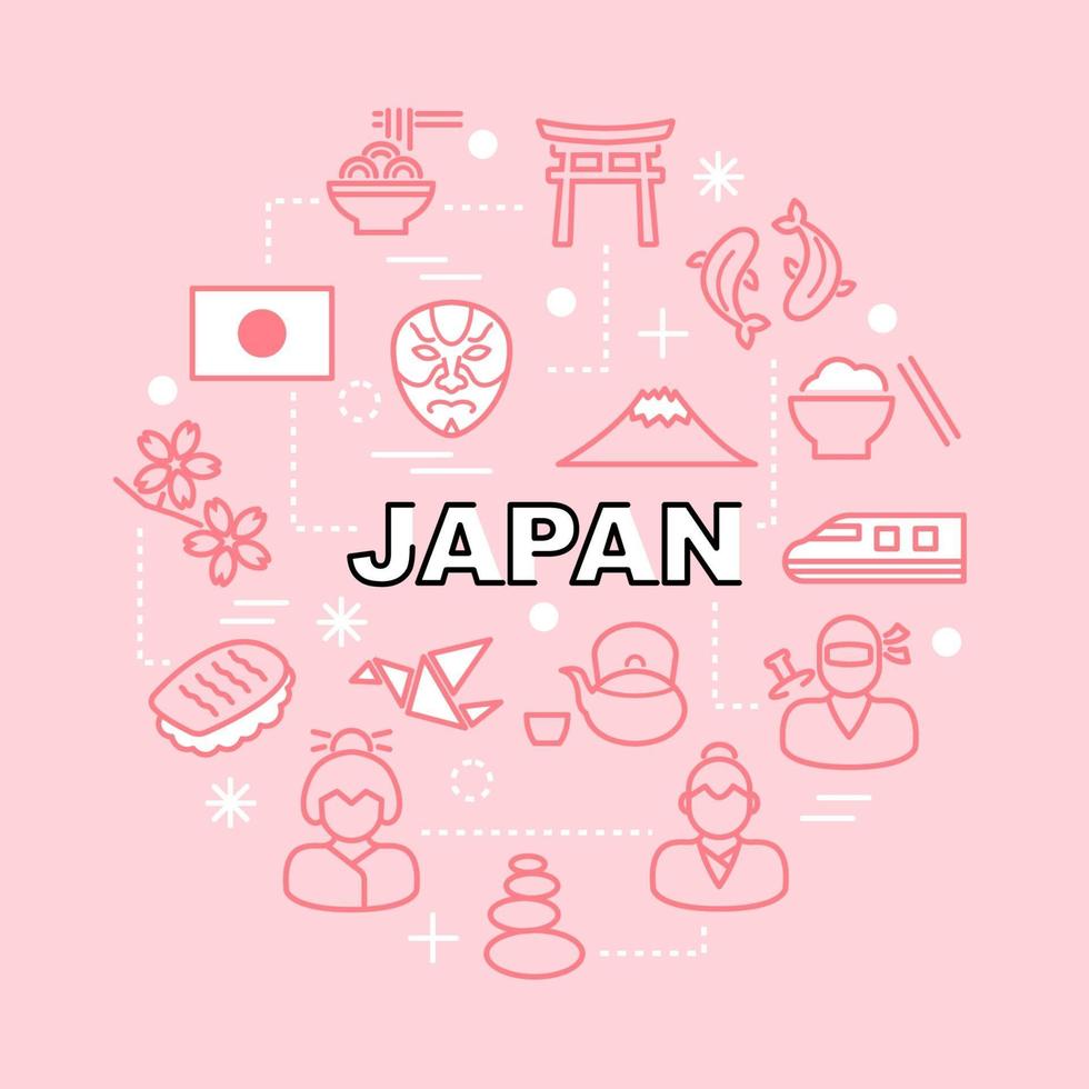 Japanse minimale overzichtspictogrammen vector