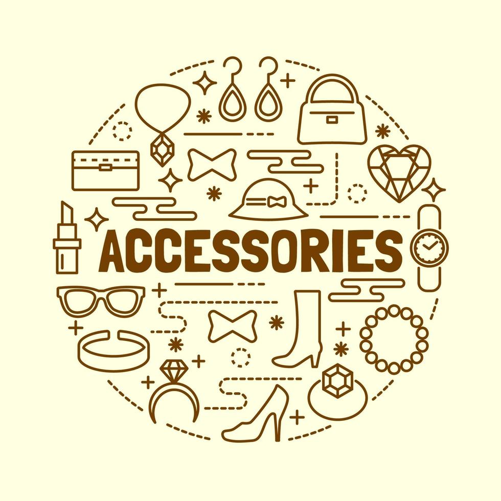 accessoires minimale dunne lijn iconen set vector