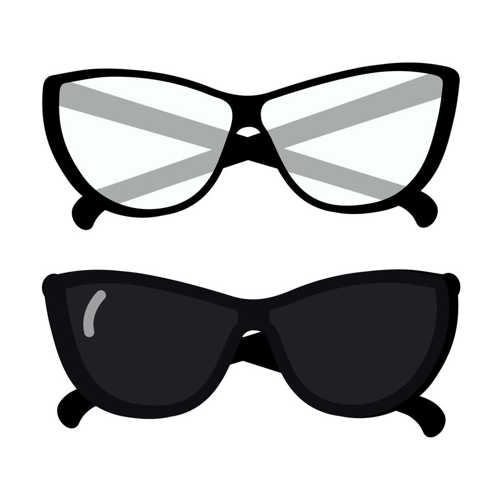 reeks van 2 abstract beeld van zonnebril met donker en Doorzichtig lenzen in zwart kader. zonnebril dag. eps vector