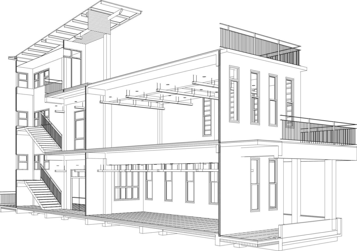 3d illustratie van gebouw project vector