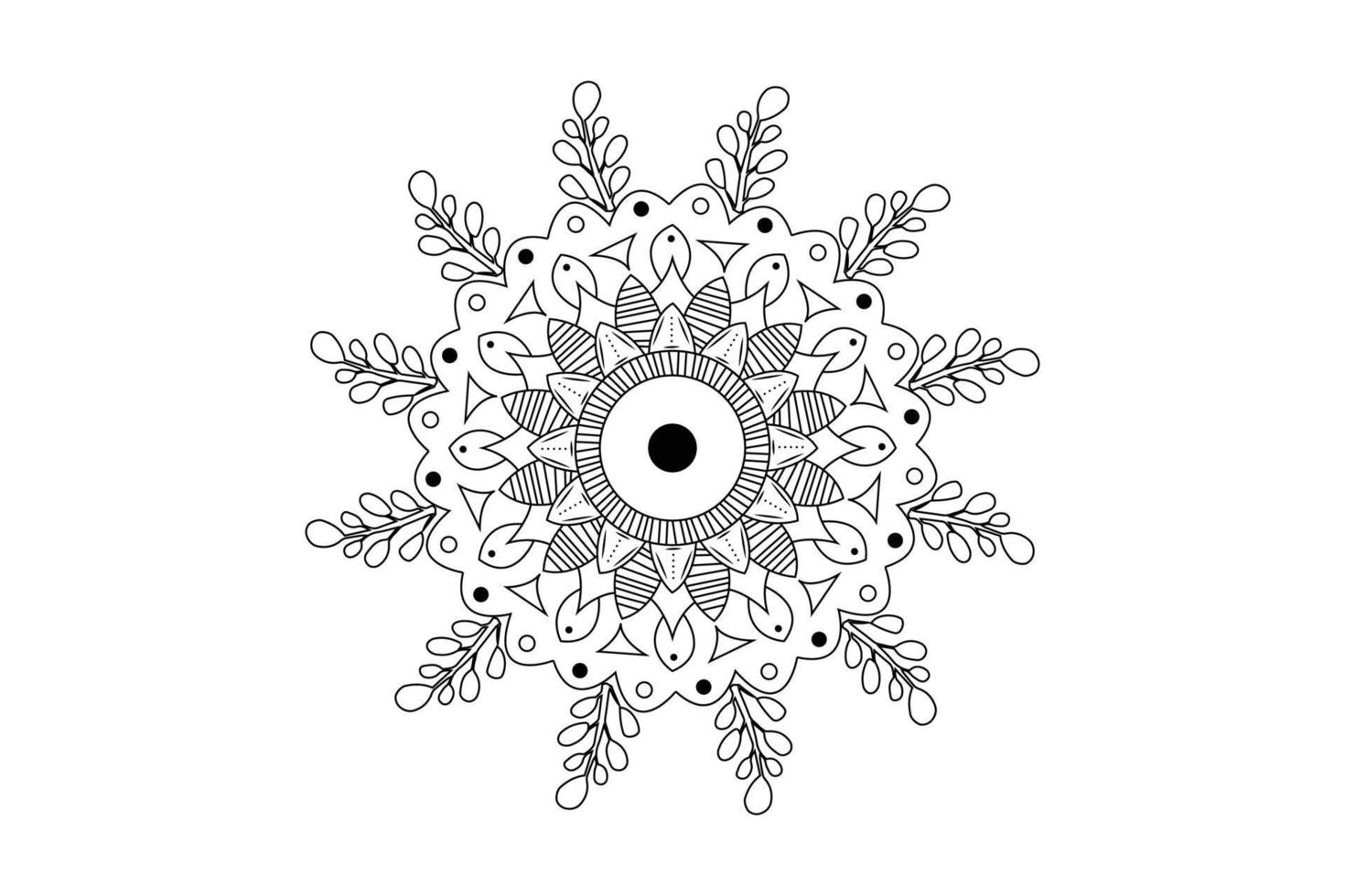 gemakkelijk mandala kleur bladzijde. ornament ronde mandala. meetkundig cirkel element. caleidoscoop, medaillon, yoga, Indië, Arabisch. kleur bladzijde voor kinderen en volwassenen. luxe mandala achtergrond vector