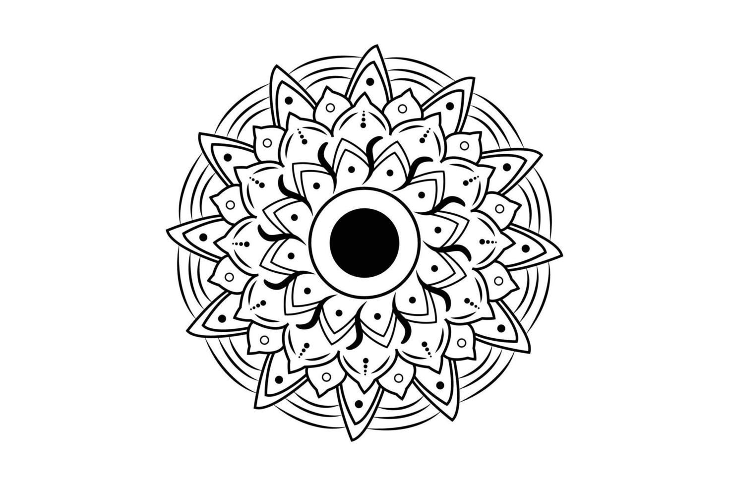 gemakkelijk mandala kleur bladzijde. ornament ronde mandala. meetkundig cirkel element. caleidoscoop, medaillon, yoga, Indië, Arabisch. kleur bladzijde voor kinderen en volwassenen. luxe mandala achtergrond vector