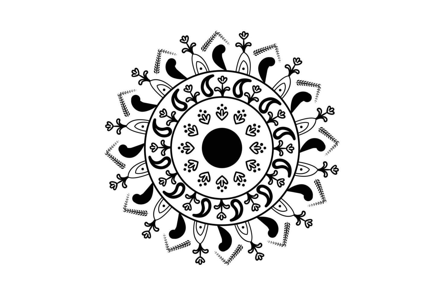 gemakkelijk mandala kleur bladzijde. ornament ronde mandala. meetkundig cirkel element. caleidoscoop, medaillon, yoga, Indië, Arabisch. kleur bladzijde voor kinderen en volwassenen. luxe mandala achtergrond vector