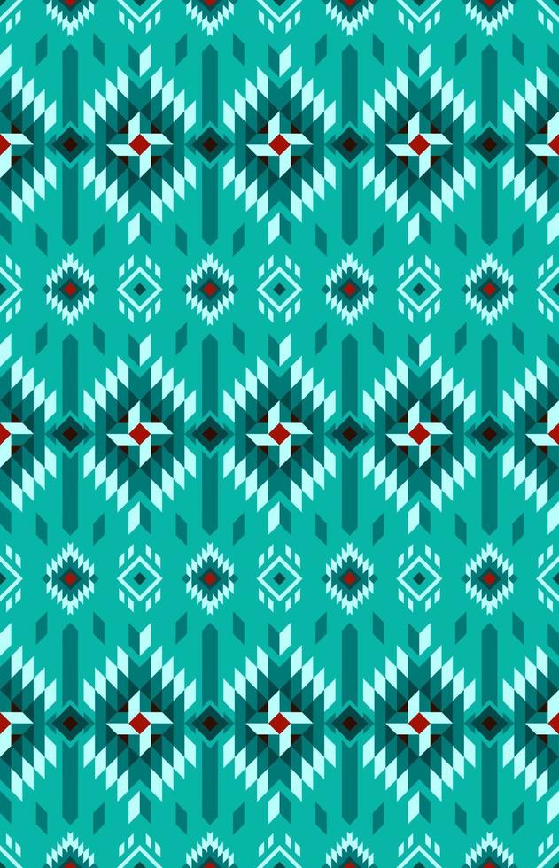 aztec kleding stof patroon naadloos. vector meetkundig patroon groen munt kleur ontwerp.