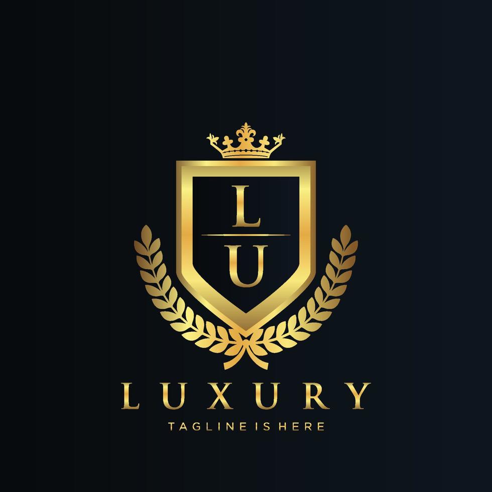 lu brief eerste met Koninklijk luxe logo sjabloon vector