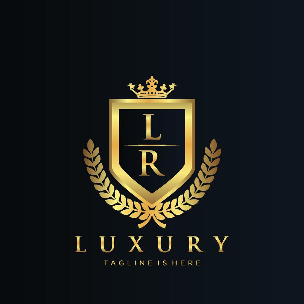 lr brief eerste met Koninklijk luxe logo sjabloon vector
