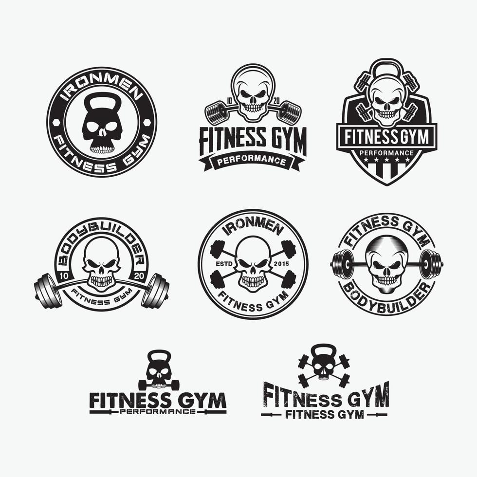 fitness gym badges en logo's, vector ontwerpsjablonen