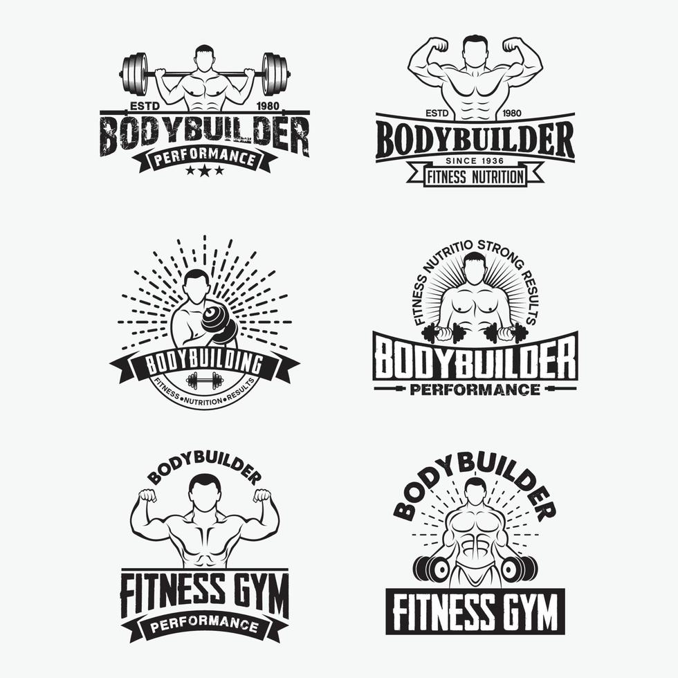 fitness gym badges en logo's, vector ontwerpsjablonen