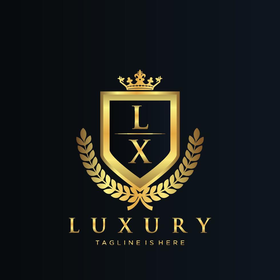 lx brief eerste met Koninklijk luxe logo sjabloon vector
