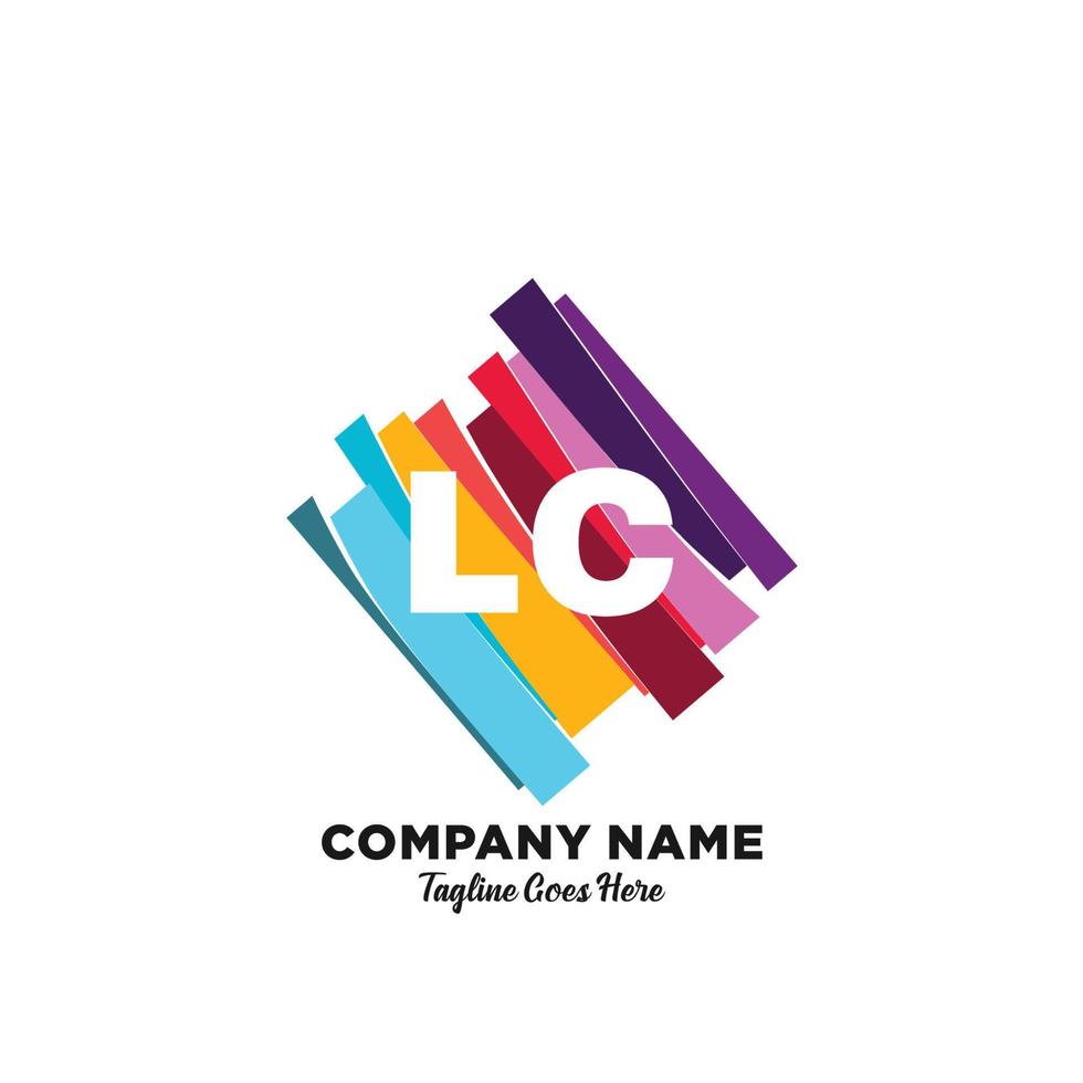 lc eerste logo met kleurrijk sjabloon vector