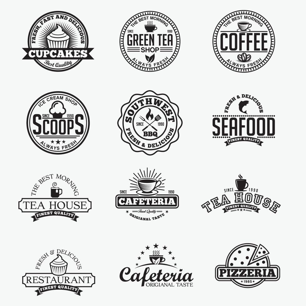 vintage restaurants badges en logo's vector ontwerpsjablonen