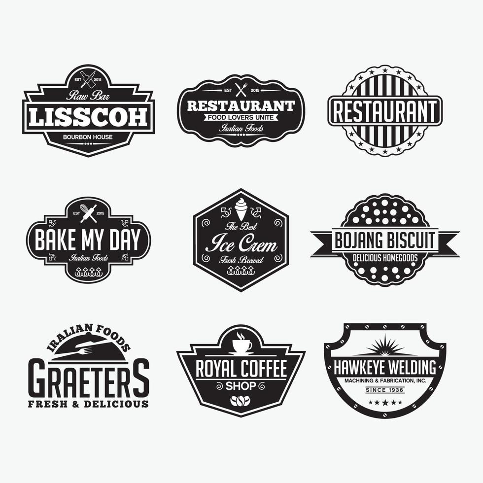 vintage restaurants badges en logo's vector ontwerpsjablonen