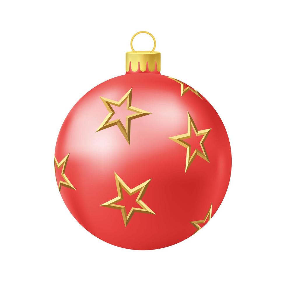 rood Kerstmis boom bal met goud ster vector
