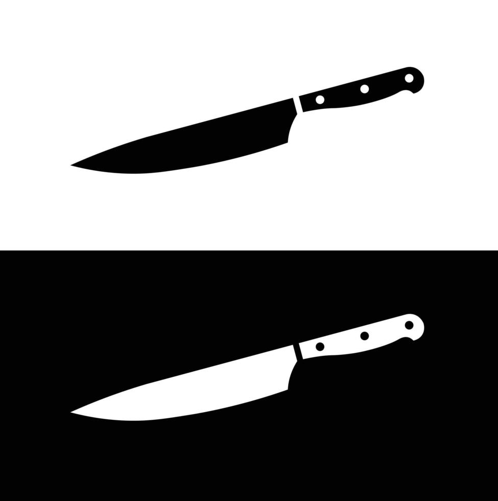 chef-kok mes vlak silhouet icoon vector. verzameling van zwart en wit keuken huishoudelijke apparaten. keuken gereedschap icoon voor web. keuken concept. allemaal types van mes koks nodig hebben. vector