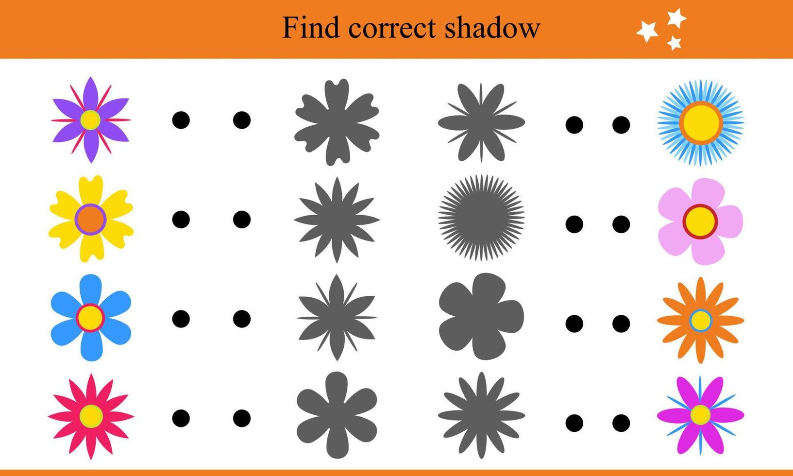 vind correct schaduw voor de bloemen. leerzaam spel voor kinderen vector